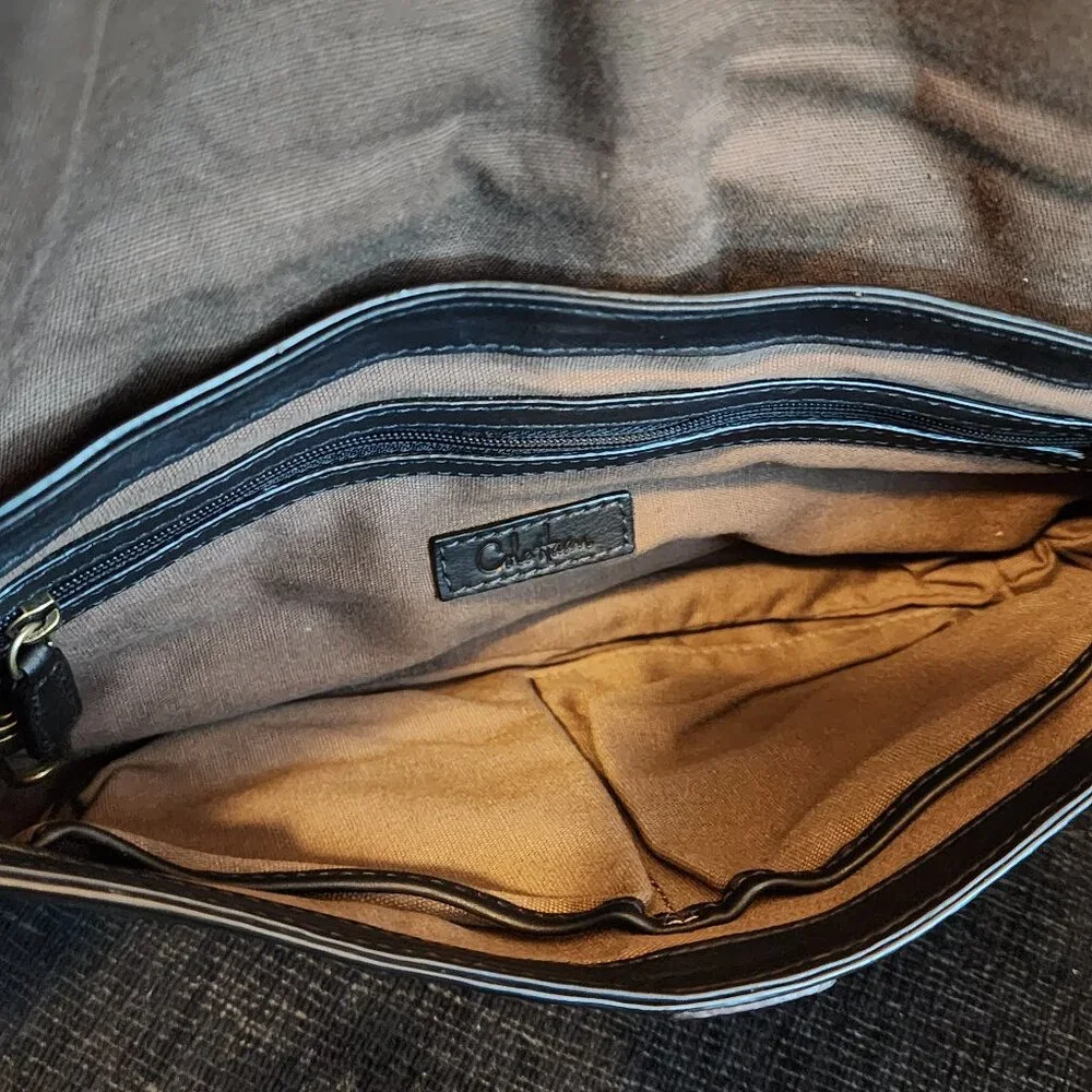 Cole Haan Soft Black Leather with Brown Trim Leather Crossbody Bag - Picture 11 of 11